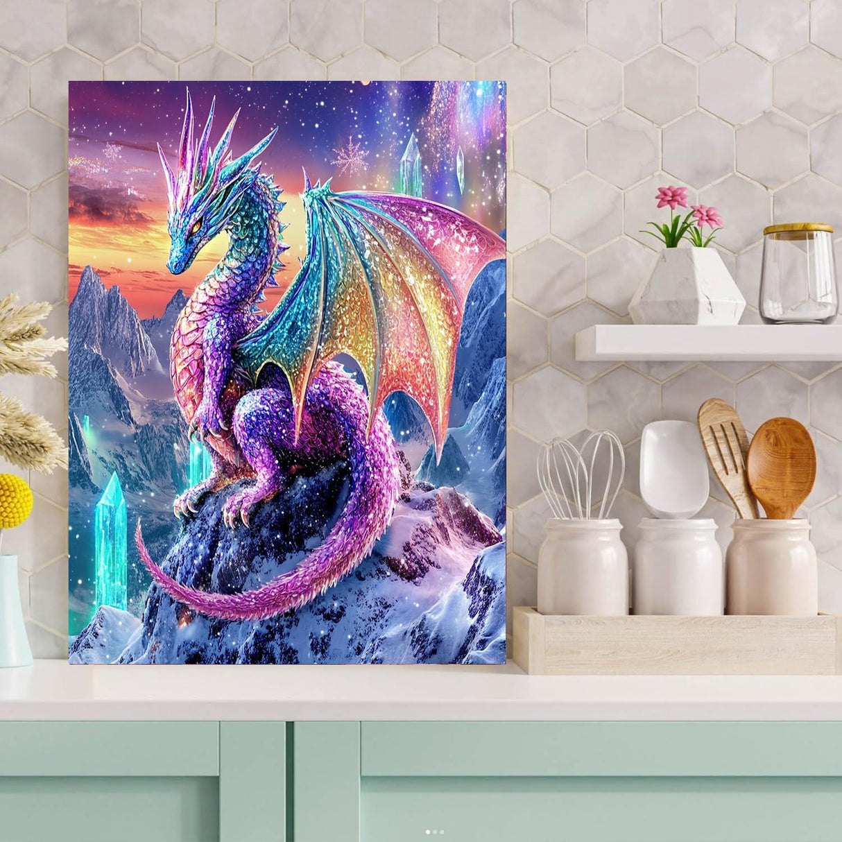 Meothan 5D Diamond Painting Kits for Adults Beginners Dragon Diamond Art Kits for Adoults DIY Full Round Paint with Diamond Art Dots Crystal Dragon Gem Art Painting Crafts Kits 11.8x15.7inch Meothan