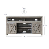 BELLEZE Modern 58 Inch Barn Door Wood TV Stand & Media Entertainment Center Console Table for TVs up to 65 Inches with Two Open Shelves and Cabinets - Corin (Gray Wash) BELLEZE