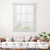 Linen AVENUE Cordless Faux Wood Blind White 25 W x 36 H, Outside Mount Linen AVENUE