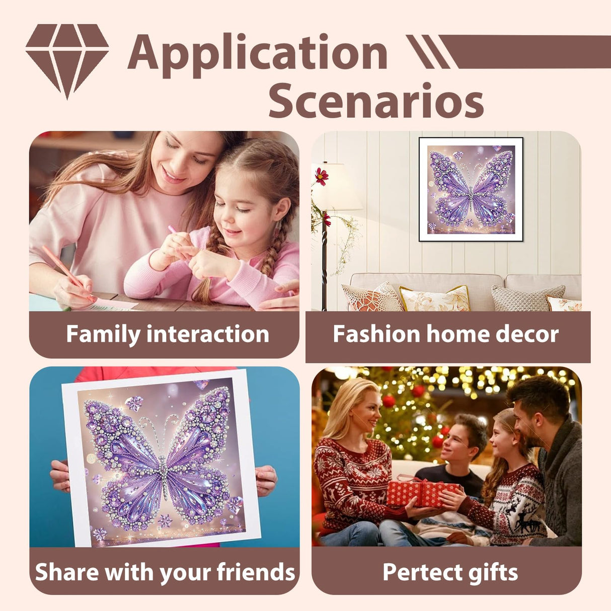 Aestalrcus Butterfly Diamond Art Kits for Adults, Butterfly Special Shape Diamond Painting Kits for Adults, DIY Gem Art Crystal Rhinestones for Gift Home Wall Decor 12x12 Inch Aestalrcus