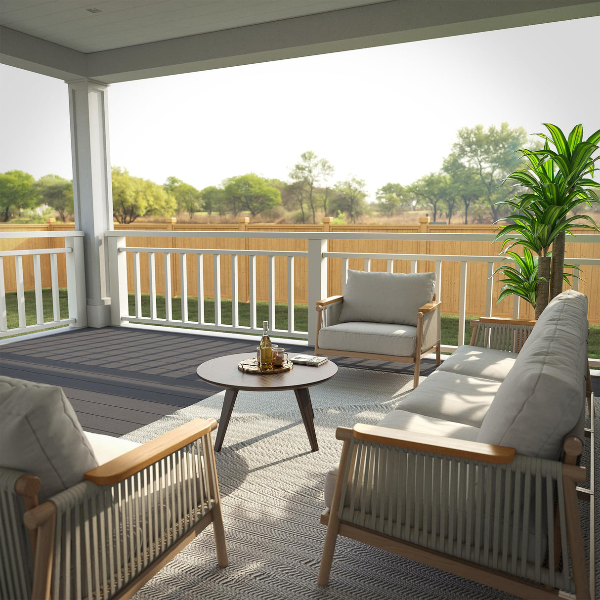 Acanva Modern All-Weather Aluminum Outdoor Patio Sofa with Thick Cushions, Olefin Fabric Sunroom Backyard Furniture, Light Khaki, Armchair Acanva