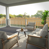 Acanva Modern All-Weather Aluminum Outdoor Patio Sofa with Thick Cushions, Olefin Fabric Sunroom Backyard Furniture, Light Khaki, Armchair Acanva