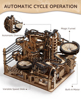 Sainsmart Jr. 3D Wooden Puzzles for Adults, Electric Marble Run Building Kit, Wooden Model Kits Spaceport, Creative Gifts for Teens Ages 14+ (Galaxy Walk) SainSmart Jr.