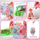 Saillong 2 Pcs Dream Catcher Diamond Art Painting Kits for Adults DIY Summer Butterfly Flower Suncatcher Hanging Diamond Painting Art Wind Chime Hanging for Home Window Door Decor(Flower) Saillong