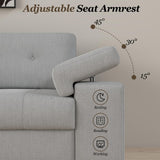 85 Inch Modern 3 Seater Sofa for Living Room, Deep Seat Chenille Couch with Adjustable Wide Armrest & Plush Backrest, Button Tufted Comfy Bedroom Sofa, Easy Assembly, Grey IDEALHOUSE