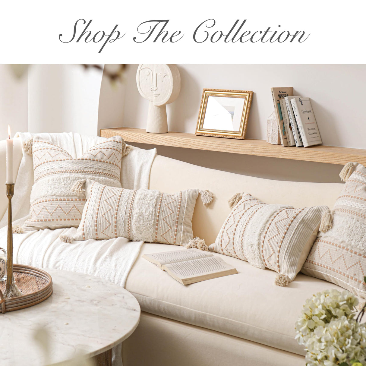 BlissBlush Cream Decorative Lumbar Throw Pillow Cover 14x36 Boho Long Cushion for Bed Neutral Accent Farmhouse Pillowcase for Bedroom Living Room Couch Sofa Home Décor (Cover ONLY, Pack of 1) BlissBlush