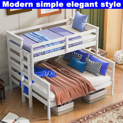 Kntyr Premium Solid Wood Twin XL Over Queen Bunk Bed - Versatile and Sturdy Design, Easily Converts to Two Beds - WoodArtSupply