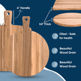 KOLWOVEN Acacia Wood Cutting Board 2 Pack with Handle, Wooden Charcuterie Board Large Paddle Carving Chopping Board Set, Serving Tray for Cheese Meat Fruit Pizza Bread Baking KOLWOVEN