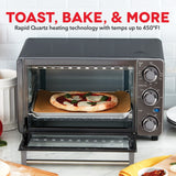 Dash Express Countertop Toaster Oven with Quartz Technology, Bake, Broil, and Toast with 4 Slice Capacity and Pizza Capability – Black DASH