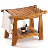 Tinamo 22”L Teak Shower Bench for Inside Shower - Teak Shower Stool & Wooden Bathroom Bench - Shower Chair for Inside Shower with Handles - Teak Shower Benches, Wood Bench for Bath with Storage Shelf Tinamo