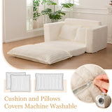 Loveseat Sleeper Sofa, Convertible Sofa Bed Couch Futon Couches for Living Room, 3-in-1 Pull Out Floor Couch with Washable Cushion and Pillows, Beige YOSHOOT