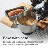 Hamilton Beach Electric Stand Mixer, 4 Quarts, Dough Hook, Flat Beater Attachments, Splash Guard 7 Speeds with Whisk, Black with Top Handle Hamilton Beach