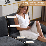 VINGLI 110" Sectional Couches for Living Room,U Shaped Couch with Double Chaise, 4-Seat Sofa Set with Chenille Fabric for Home Furniture,Black VINGLI