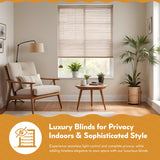 Radiance Cordless Bamboo Roman Shades for Windows - Matchstick Bamboo Blinds for Semi-Private Light Control - Easy to Lift & Fold Up Window Shades - White - 36" W x 64" L - (2215336E) Radiance