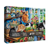 Cat Gardening Cabin Puzzle for Adults 1000 Pieces, Flower Plant Jigsaw Puzzle, Cute Kitten Garden Puzzle BBOLDIN