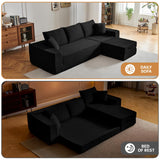 108" Modular Sectional Cloud Sofa - Boneless Couch with Deep Seat, Non Slip Base, Folding Sofa Sectional Couches for Living Room, Cozy Modular Couch with L-Shape Chaise, No Assembly Required, Black CozyMine