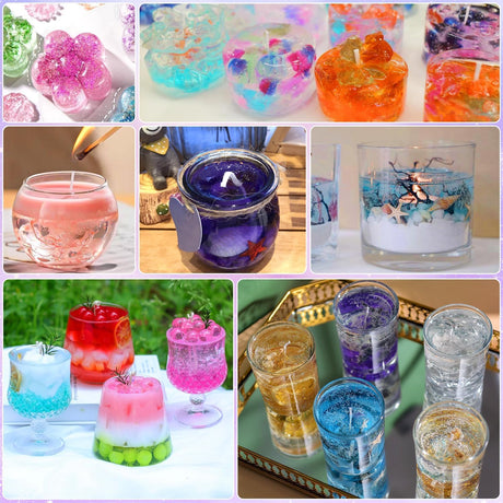 Clear Wax for Candle Making-DIY Aromatherapy Candle Making Gel raw Materials, can add Dried Flowers/Fragrance, smokeless Safe Candle Materials, Birthday Christmas Gift Decoration (Transparently) Blingfun