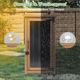 Outdoor Storage Cabinet Waterproof with Metal Top, Wooden Potting Bench Table Tool Organizer with Adjustable Shelf for Patio Backyard Garden PetsCosset