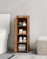 Hzuaneri Bathroom Storage Cabinet, Corner Floor Cabinet with 2 Doors and Adjustable Shelf, Narrow Toilet Paper Cabinets, Bathroom Organizer for Small Spaces, Rustic Brown BC19901X Hzuaneri
