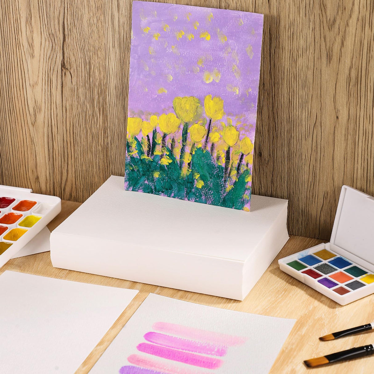 120 Sheets Watercolor Paper Bulk, 140 lb/300 GSM Cold Press Paper White Water Color Paper Cotton Paper for Kids Child Students Adults Artists Drawing Wedding Gift Cards(5 x 7 Inch) Prudiut