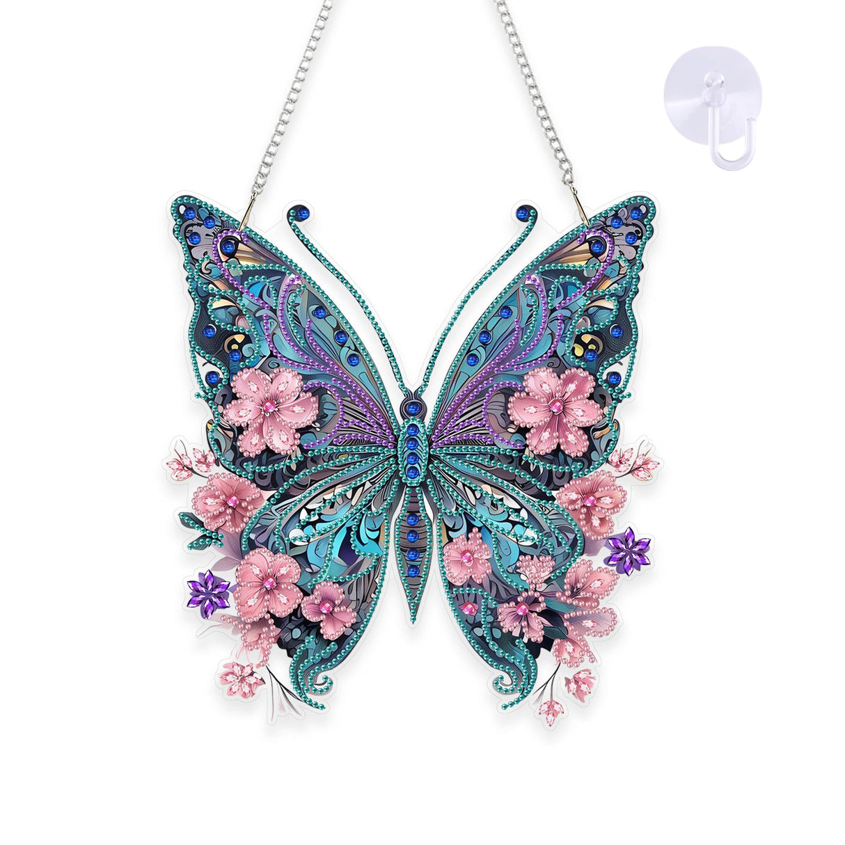 Nivvey DIY Hanging Diamond Art Pendant Painting Kit Butterfly, Special Crystal Gem Craft Painting Kit Ornament, Box Package,9.0x9.8inch Nivvey