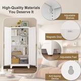 pozdeg Metal Storage Cabinet - 61" Tall Steel File Cabinets with 2 Doors and 3 Adjustable Shelves Versatile Storage Pantry Cabinet for Home Office Warehouse Garage or Outdoor (White) pozdeg