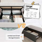 SHA CERLIN Queen Size Lift Up Storage Bed/Velvet Upholstered/Modern Wingback Headboard/Upholstered Platform Bed Frame/Hydraulic Storage/No Box Spring Needed/White SHA CERLIN