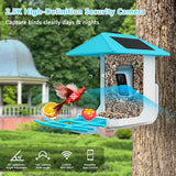 2.5K Smart Bird Feeder with Camera, Birds Watching Camera with AI Identify Bird Species, Outdoor Birds Feeder House with Solar Panel for Bird Lovers (Blue) Tutoview