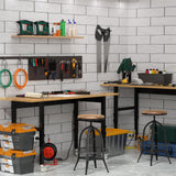 Granper 60" Adjustable Height Workbench, Solid Wood Work Table with Wheels and Power Outlet, 2000 LBS Load Capacity, Heavy-Duty Garage Workbench for Workshop, Office, Home Granper