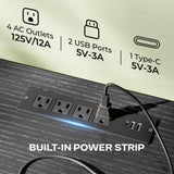 Huuger TV Stand Dresser with Power Outlets and LED Lights, 4 Drawers Entertainment Center with Shelf, 54 Inch Media Console for 55 60 Inch TV, 4 AC Outlets, 2 USBs, Dresser with PU Finish, Black Huuger