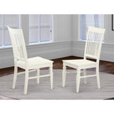 East West Furniture Weston Dining Room Slat Back Wood Seat Chairs, Set of 2, WEC-WHI-W East West Furniture