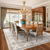 Washable Living Room Area Rug：8x10 Bedroom Rugs - Farmhouse Distressed Printed Floral Carpet - Foldable Non-Shedding Floor Carpet for Dining Room 8'x10' Beige YOUFORTONG