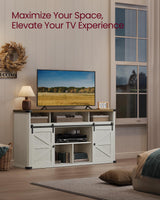 VASAGLE TV Stand for TVs up to 65 Inches, Farmhouse Entertainment Center with Sliding Barn Doors, TV Console Table for Living Room, Rustic White and Honey Brown ULTV322W73 VASAGLE