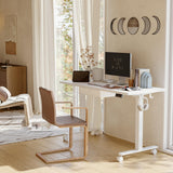 FEZIBO 55 x 24 Inches Standing Desk with Drawer, Adjustable Height Electric Stand up Desk with Storage, Sit Stand Home Office Desk, Ergonomic Computer Desk, White FEZIBO