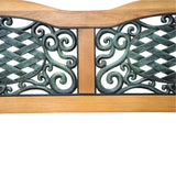 Outsunny 50" Outdoor Garden Bench, Patio Bench with Wood Seat, Porch Bench with Antique-Like Flourishes for Backyard, Deck, Lawn, Outside Pool, Teak Outsunny