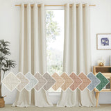 NICETOWN Natural Linen Curtains 84 inch Long 2 Panels Set, Grommet Top Thick Linen Burlap Semi Sheer Vertical Drapes Privacy Assured with Light Filtering for Bedroom/Living Room, W55 x L84 NICETOWN