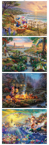 Ceaco - 4 in 1 Multipack - Thomas Kinkade - Disney Dreams Collection - Donald & Daisy Duck, 101 Dalmatians, Mickey, Minnie, & Pluto, & The Little Mermaid - (4) 500 Piece Jigsaw Puzzles Ceaco