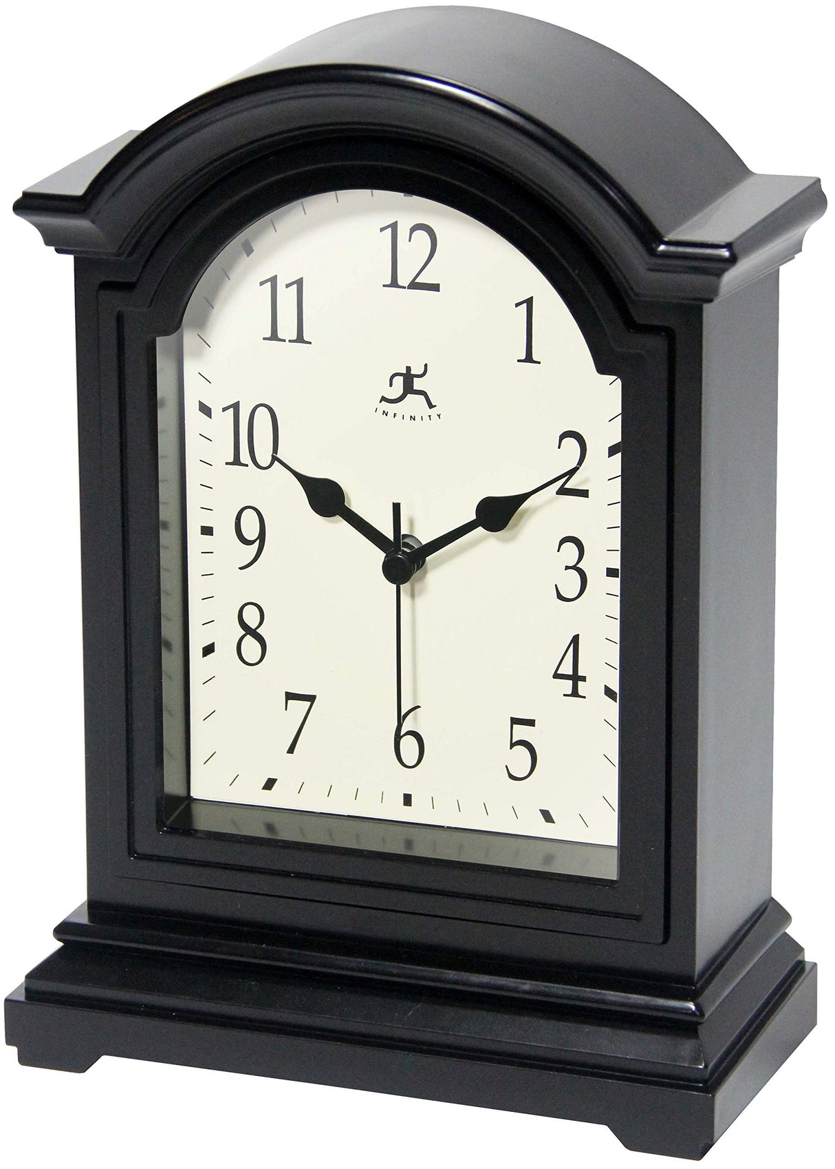 Infinity Instruments Miniature Grandfather Clock for Mantle, Vintage Tabletop Clock with Antique Design, 9"x6", Black Infinity Instruments