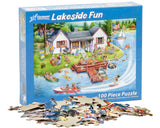 Vermont Christmas Company Lakeside Fun Jigsaw Puzzles for Kids - 100 Piece Interlocking Puzzle for Kids and Seniors - Large, Thick, Durable Puzzles Made with Precision Cutting (19" x 13") Vermont Christmas Company