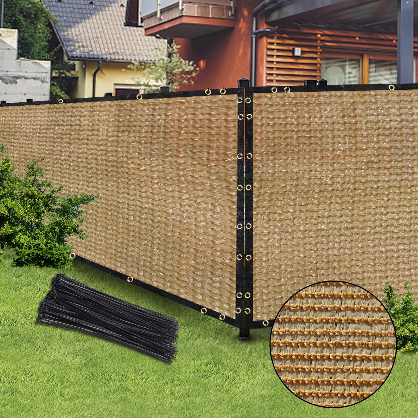 Sand 4FT X 50FT Outdoor Privacy Screen Fence & Mesh Shade Net Cover, Ideal for Garden and Backyard - Enhances Privacy for Fencing & Chain Link, Perfect for Patio Privacy Wall, Slats，Freestand - WoodArtSupply