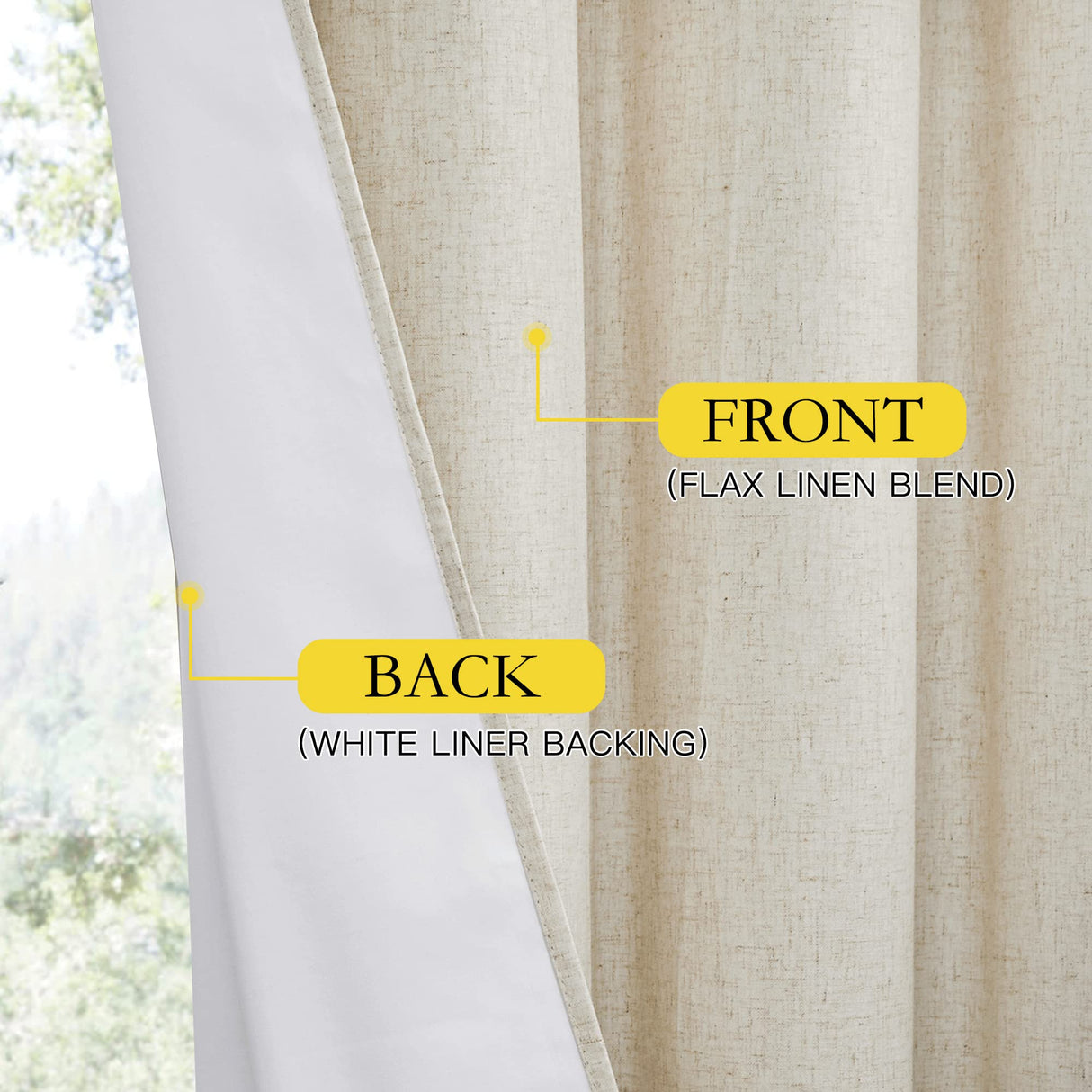 NICETOWN Natural 100% Blackout Linen Curtains 84 inch Long Burg for Living Room, 2 Panels, 52" Wide, Farmhouse Thick Completely Blackout Window Treatment Thermal Insulated Warm Drapes for Winter NICETOWN