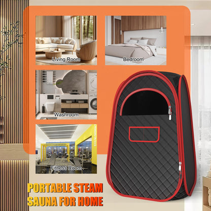 QIOMALA Portable Steam Sauna, Portable Sauna Box for Home, Sauna Tent with 2.6 L Steamer, Folding Chair, Remote Control Included, Sauna Steam Room