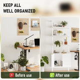 INNOD 74" Tall Bookshelf with Storage Cabinet, Modern Ladder Shelf with Wood and Metal Frame, Wall Mount Bookcase Open Display Shelf Furniture for Living Room, Bedroom, Home Office, White INNOD