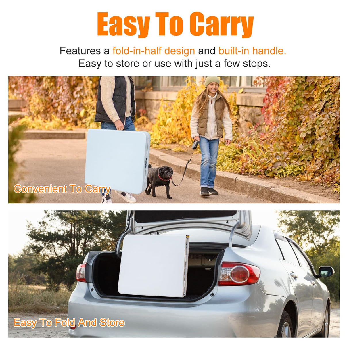 SculPong Folding Table Camping Table Multi-Purpose Picnic Table Outdoor Indoor Casual Party Table 6FT SculPong