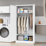 MIIIKO Wardrobe Closet with 2 Doors, 72" Metal Clothing Storage Cabinets with Hanging Rod, Bedroom Armoires Laundry Room and Office Clothes Storage Organizer Cabinets MIIIKO