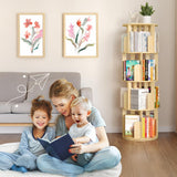 YGYQZ Rotating Bookshelf, 4 Tier Floor Standing Bookcase Wood for Kids & Adult360 Display Narrow Book Shelf Organizer Storage Rack for Bedroom, Living Room, Study Room YGYQZ