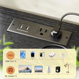 TV Stand with LED Lights & Power Outlets, Entertainment Center for 50" Inch TV, 5 Drawers TV Stand for Bedroom Dresser with Shelves for Living Room, Sturdy Metal Frame, Black EnHomee