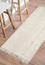 nuLOOM 5x8 Daniela Jute Tassel Hand Woven Area Rug, Off White, Solid Chunky Farmhouse Design, Natural Fiber, For Bedroom, Dining Room, Living Room, Hallway, Office, Entryway nuLOOM