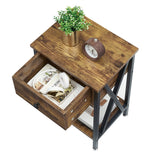 VECELO Nightstand,Modern Bedside End Table, Night Stand with Drawer and Storage Shelf for Living Room Bedroom, Industrial Metal Frame VECELO