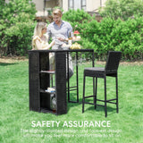 VIVOHOME Outdoor Wicker Barstool 4 Packs, Bar Chairs PE Rattan Materail, Patio Stools with Cushions, Black VIVOHOME